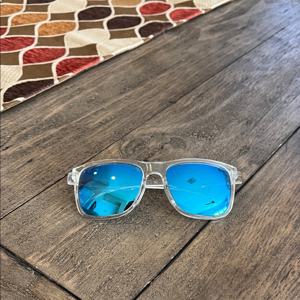 Blue Lens Clear Frame Sunglasses